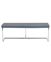 51.5" Decorative Stainless Steel Contemporary Bench in Faux Leather for Entryway Bench, Bedroom end of Bench, Dining Bench, Kitchen Seat Dining,