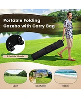 13 x 13 Feet Pop-up Instant Canopy Tent with Mesh Sidewall-Coffee