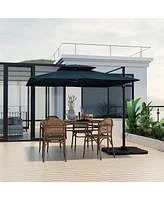 9.5 Feet Cantilever Patio Umbrella with 360° Rotation and Double Top-Navy