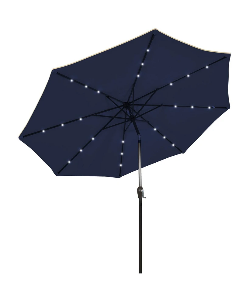 9 Feet Solar Led Lighted Patio Market Umbrella with Tilt Adjustment without Base