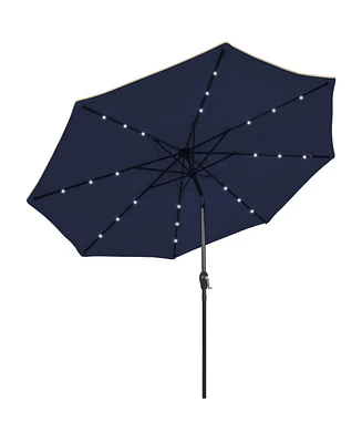 9 Feet Solar Led Lighted Patio Market Umbrella with Tilt Adjustment without Base