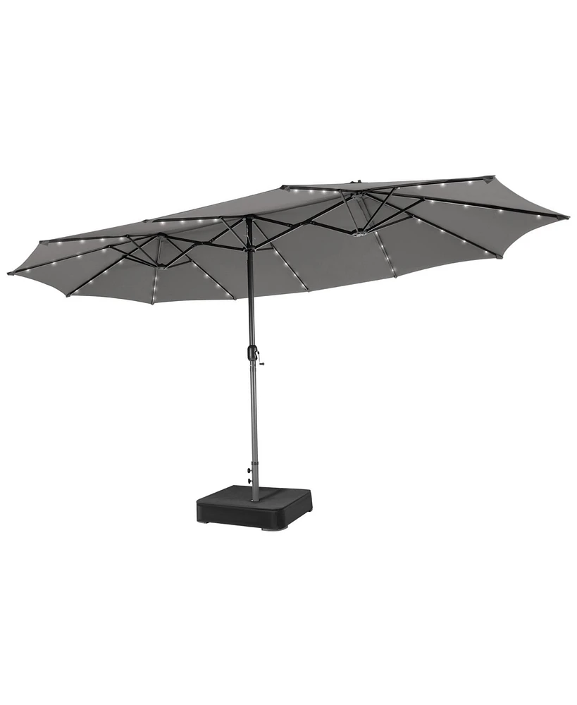 15 Feet Double-Sided Patio Umbrella with 48 Led Lights