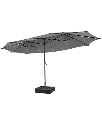 15 Feet Double-Sided Patio Umbrella with 48 Led Lights