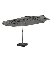 15 Feet Double-Sided Patio Umbrella with 48 Led Lights