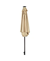9 Feet Solar Led Lighted Patio Market Umbrella with Tilt Adjustment without Base