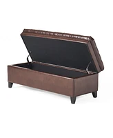 Cancia Faux Leather Tufted Storage Ottoman with Espresso Wood Frame