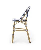 Navy Blue/White Rattan Barstools (Set of 2)