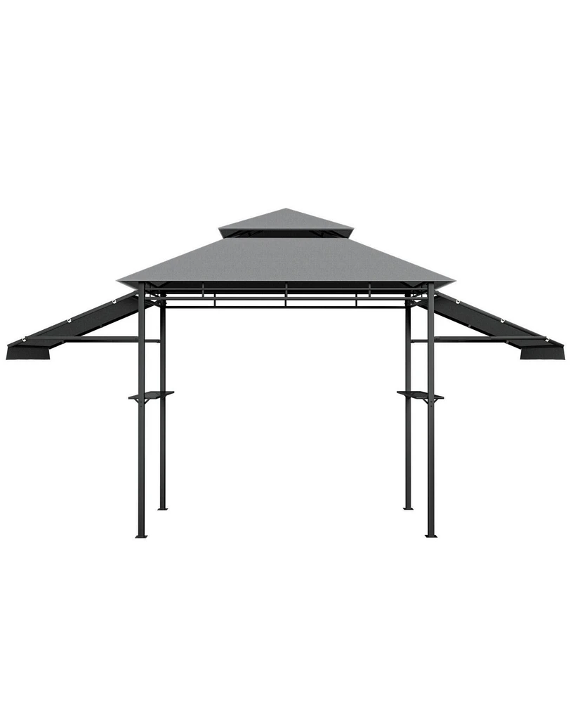 13.5 x 4 Feet Patio Bbq Grill Gazebo Canopy with Dual Side Awnings
