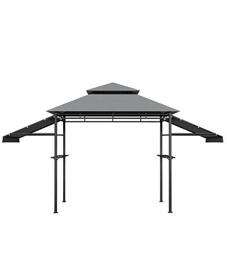 13.5 x 4 Feet Patio Bbq Grill Gazebo Canopy with Dual Side Awnings