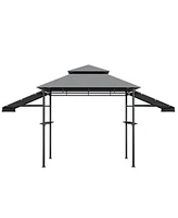 13.5 x 4 Feet Patio Bbq Grill Gazebo Canopy with Dual Side Awnings