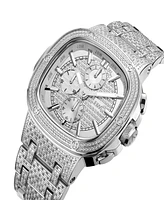 Jbw Men's Heist Platinum Series Diamond Silver-Tone Stainless Steel Watch, 47.5mm
