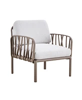 Patio indoor/ outdoor garden single sofa armchairs plastic with soft cushion Weather waterproof chair Sectional Furniture for Balcony Garden Pool Lawn