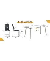 71" Rectangular Glass Table & Pu Chairs