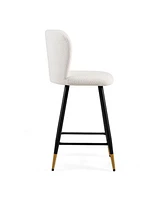 Modern Barstool: White Seats, Black Metal Legs, Gold Tips (25.79")
