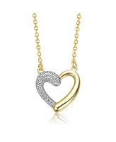 Sterling Silver 14K Gold Plated with Clear Moissanite Heart Pendant Necklace