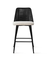 Set of 4 Rattan Back Counter Height Bar Stools, 27'' Woven Cane Chairs for Kitchen Island & Home Bar-Maison Boucle