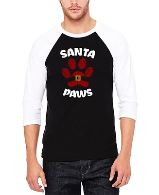 La Pop Art Men's Santa Paws Raglan Baseball Word T-Shirt
