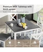 5-Piece Grey & White Dining Set for 4
