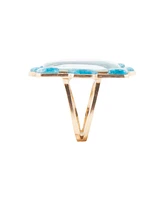 Barse Scenic Red Floral Blue Apatite Golden Statement Ring