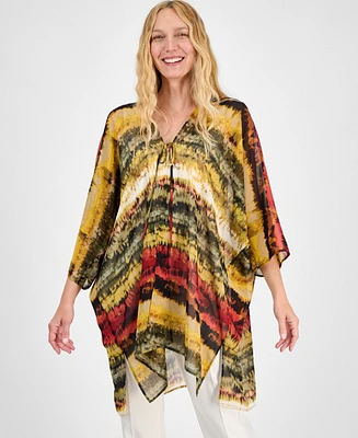 Anne Klein Women's Tie-Dyed Tie-Neck Kimono