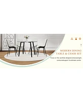 42" Glass Table & 4 Pu Chairs - Modern Minimalist Set