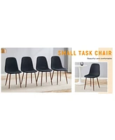 Black Linen Dining Chairs - Set of 4, Walnut Legs