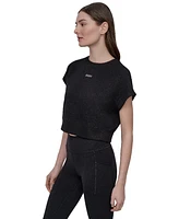 Dkny Women's Mini Stud Logo Short Sleeve Cropped Top