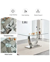 Clear Glass Top Dining Table - Silver Legs
