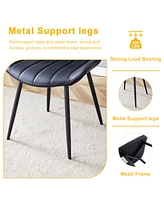 Ergonomic Black Dining Chairs - Set of 4, Metal Legs