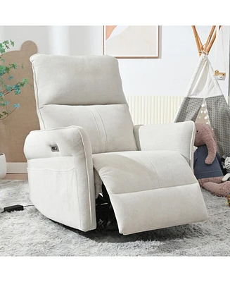 270 Swivel Rocker Recliner, Small Space Sofa, Fabric Gray