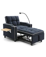 3-in-1 Convertible Sofa Bed Sleeper Chair (Black)