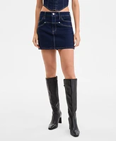Bar Iii Women's Seamed Denim Mini Skirt, Exclusively at Macy's