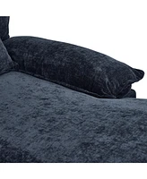 Chenille fabric with double lounge chair combination sofa