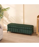 Green Velvet Storage Bench 49"