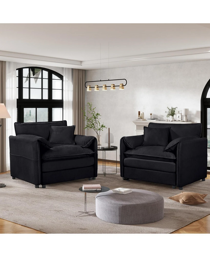 Chenille Accent Chairs (Set of 2) - Black
