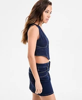 Bar Iii Women's Denim Corset Top, Exclusively at Macy's