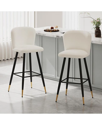 Modern 30" Barstool with White Seats and Black & Gold Accents