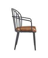 Indoor Upholstered Dining Chair With Metal Legs (Set of 2),Brown