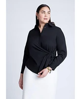 Eloquii Plus Hip Tie Collared Shirt