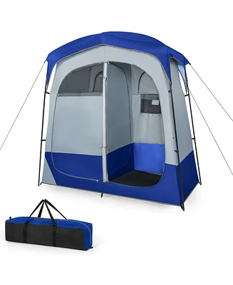 2 Rooms Oversize Privacy Shower Tent with Removable Rain Fly and Inside Pocket