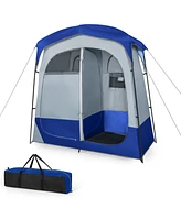 2 Rooms Oversize Privacy Shower Tent with Removable Rain Fly and Inside Pocket