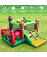 6-in-1 Inflatable Bounce House with Double Slides without Blower