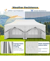 10 x 20 Ft Pop up Canopy with 6 Sidewalls and Windows and Carrying Bag for Party Wedding Picnic-White