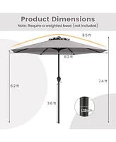 Outdoor Heavy Duty Market Umbrella with Crank Handle and 8 Sturdy Ribs-Gray