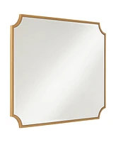 Jacinda Rectangular Vanity Decorative Wall Mirror Modern Beveled Rounded Cut Edge Antique Gold Wood Frame 30" Wide for Bathroom Bedroom Living Ro