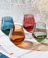 The Wine Savant Khen Pastel Muted Stemless Wine Glasses, Set of 4