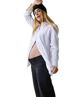 Ingrid + Isabel Maternity Long Sleeve Peplum Button Down Shirt White Xl