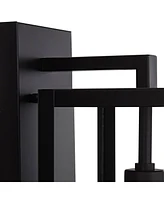 Titan Modern Outdoor Wall Light Fixtures Set of 2 Mystic Black Rectangular Box Frame 17" Clear Glass Panels for Post Exterior Barn Deck House Por
