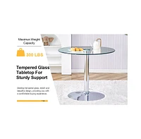 35" Glass Top Round Dining Table - Silver Legs