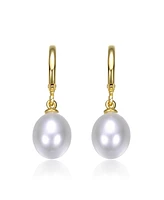 14k Gold Plated Simulated Pearl Drop Earrings